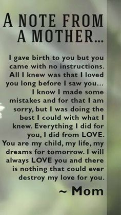 a note from a mother on a tree branch