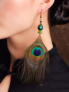 Ethnic Style Retro Peacock Feather Earrings GREEN-FREE SIZE Peacock Feather Earrings, Peacock Jewelry, Engagement Party Gifts, Peacock Earrings, Engagement Earrings, Daily Hairstyles, Holiday Earrings, Feather Jewelry, Vintage Type