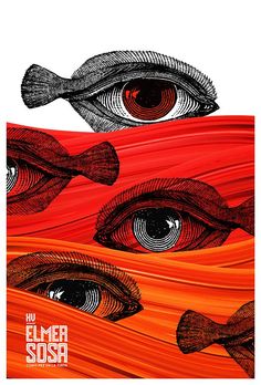 an image of two fish with red and orange waves in the foreground, as if they were looking at each other