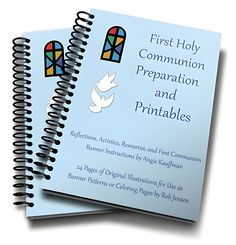 This packet contains 43 pages of printables and worksheets (plus a terms of use page and cover page, for a total of 45 pages), all themed around getting ready for First Communion, including preparation and making a First Communion Banner. Purchasing this gives you the license to use it with one family, one co-op class, or in one single classroom.  Please purchase an additional copy for each classroom that you will be using it in. If you plan to use it in a religious education program, please pur First Communion Banner, Catholic Homeschool, Eucharistic Adoration, Catholic Education, Catholic Crafts, Catholic Family, Faith Formation, Catholic Kids, Bible Time