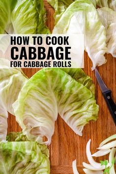 how to cook cabbage for cabbage rolls on a cutting board with knifes and cut cabbage