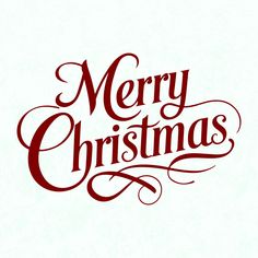 the words merry christmas written in red on a white background