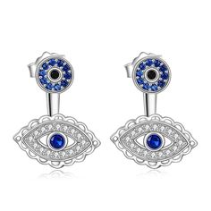 PRICES MAY VARY. 【Design Inspiration】The Evil Eye, as a symbol of strength, reminds people to stay alert. With the Evil Eye earrings, we can always stay alert, firmly guard the purity and strength of our hearts, and move towards a bright future 【Material】The evil eye earrings for women is made of 925 sterling silver, does not contain nickel, lead, cadmium or any allergenic ingredients 【Size】Evil Eye Earring Jackets:0.50 inch * 0.64 inch.What you will receive: 1 x evil eye stud earrings for women Curella Jewelry, Hamsa Earrings Studs, Earrings Blue Eyes, Eye Drop, Flat Back Earrings, Sterling Silver Anklet, Evil Eye Earrings, Clover Earrings, Sterling Silver Drop Earrings