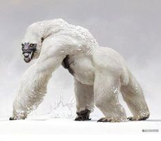 a large white polar bear standing on its hind legs