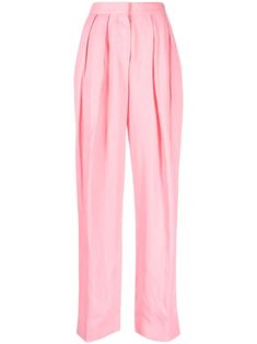 bubblegum pink pleat detailing high waist hook and zip fly fastening two side slit pockets straight leg Pants Straight, Straight Leg Trousers, Bubblegum Pink, Straight Leg Pants, Bottoms Pants, Stella Mccartney, Womens Bottoms, Straight Leg, Fashion Branding