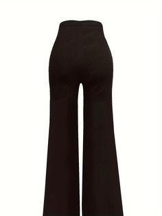 Sixsr Solid Wide Leg Pants, Casual High Waist Buttons Long Length Pant Elegant Stretch Wide Leg Full-length Pants, Fitted Wide Leg Pants With Button Closure, Full Length, Luxury Wide-leg Dress Pants With Loosely Fitted Hips, Black Wide-leg Dress Pants With Button Closure, Wide Leg Pants Casual, Black Wide-leg Rayon Pants, Pants Casual, Dress Clothes, Beauty Expert