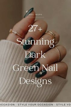 The biggest trend for fall and winter nails this year? Dark green nail designs! We’re bringing you over 27 beautiful dark green nail ideas, from emerald to forest green nails. Whether you're after short, acrylic, or almond nails, we have the perfect green nail inspiration for your 2024 fall and 2025 winter nails. Green Nail Ideas Acrylic, Nail Ideas Acrylic Short, Dark Green Nail Ideas, Dark Green Nail Designs, Forest Green Nails, Dark Green Nail, Dark Green Nail Polish, Green Nail Ideas, Nail Ideas Acrylic