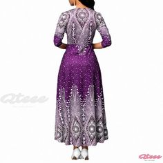 Stunning Floral Print Long Sleeve Maxi Gown for Ladies Long Sleeve Purple Gown For Spring, Purple Long Sleeve Gown For Spring, Purple Printed Long Sleeve Dress, Purple Long Sleeve Printed Dress, Purple Long Sleeve Non-stretch Dress, Purple Long Maxi Dress For Fall, Purple Maxi Dress For Fall, Purple Printed Dress For Fall, Purple Printed Fall Dress