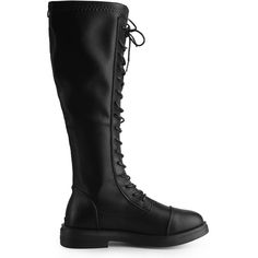 Inspired by the rugged daily wear of the casual outfit, this leather boot with a chunky heel design is soft and ready to take on anything. The lace-up design allows you to adjust these boots to fit your feet well, while the back zipper allows you to wear them on and off conveniently. Made of great material, these boots are breathable and durable. These boots are worthy buying. Lace-up Faux Leather Combat Boots For Streetwear, Edgy Faux Leather Lace-up Combat Boots, Faux Leather Lace-up Combat Boots For Streetwear, Knee-high Combat Boots With Laces For Fall, Casual Knee-high Lace-up Boots, Casual Lace-up Boots With Lug Sole In Faux Leather, Casual Knee-high Boots With Laces, Casual Knee-high Faux Leather Combat Boots, Casual Knee-high Lace-up Boots With Lug Sole