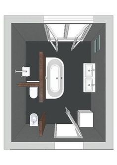 an overhead view of a bathroom with toilet, sink and bathtub