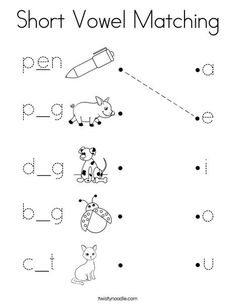 the short voel matching worksheet for children to learn how to write and draw