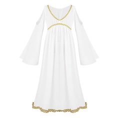 PRICES MAY VARY. Dress is made of polyester material, hand wash recommended Size Table means age ranges for girls, but they are for general guidance only Separate long sleeves, V-neckline, empire waist, white tunic accented with gold trim Pull on closure. Beautiful costume dress for your girl Great for dress up parties, Halloween, stage performances, masquerade Set Include: 1Pc Dress
 Condition: New with tag
 Material: Polyester
 Color: White(as pictures show)
 Dress Length: Tea Length
 Tag No.- Greek Goddess Costume Kids, Girls Greek Goddess Costume, Athena Costume, Toga Dress, Greek Costume, Grecian Dress, Halloween Party Dress, Greek Goddess Costume, Goddess Costume