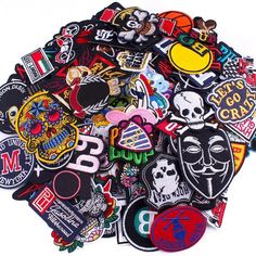 🎸🖤 Rock Your Fabric: 10/20PCS Random Mixed Punk Badges - Dive into the World of Rock Bands and Skull Biker Patches! 🎶 Unleash the essence of punk rock and the thrill of the open road with our Random Mixed Punk Badges pack. Catering to music enthusiasts, bikers, and everyone with a heart beating for rebellion, this eclectic collection of rock band embroidered and DIY skull biker patches promises to elevate your clothing with a blast of unique style. Perfect for ironing on to your favorite jack Casual Black Patches For Streetwear, Black Casual Patches For Streetwear, Patch Backpack Punk, Handmade Patches Punk, Punk Patches Coats & Jackets, Rock Band Patches, Punk Badges, Music Patches, Diy Skulls