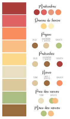 the color palette is shown with different colors in each section, including oranges and browns