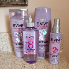 L'oreal Elvive Hyaluron Plump Haircare Bundle. This Bundle Includes 4 Brand New And Unopened Full Size Products. Comes From My Smoke Free And Pet Free Home. Loreal Elvive Hyaluron, Loreal Elvive, Random Wishlist, Loreal Hair, Diy Hair Care, Purple Gray, Diy Hair, L Oreal, Hair Shampoo