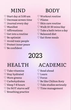 Glow up tips self improvement health mind body wellness it girl academia academic 2023 diet weight loss tips skin care pilates body care glow up checklist Summer Glow, Positive Self Affirmations, Self Care Activities, Self Motivation