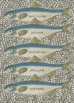 four fish are depicted in an illustration on the cover of a book, with words written below