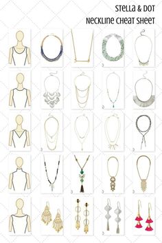 Updated neckline cheat sheet! Necklaces For Necklines, Mode Tips, Dot Necklace, Fashion Dictionary, Fashion Terms