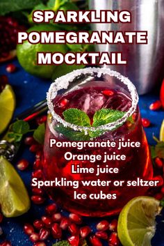 Looking for a mocktail that’s as fun and festive as your favorite cocktails? The Sparkling Pomegranate Mocktail delivers bold fruity flavors and effervescent bubbles, perfect for all ages. Save this pin to create a drink that’s both beautiful and delicious for your next celebration. Pomegranate Mocktail Recipes, Catering Business Ideas, Pomegranate Mocktail, Holiday Party Menu, Apple Cider Punch, Cocktail And Mocktail, Infused Water Recipes, Catering Business, Drinks And Food