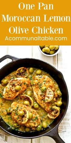 one pan moroccan lemon olive chicken is an easy and delicious dinner