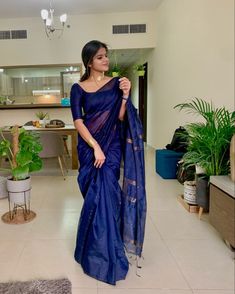 Designer Blouse Ideas, Silk Saree Blouse Designs Patterns, Fashionable Saree, Blue Silk Saree, Blouse Ideas