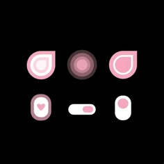 an abstract black background with pink and white shapes on the bottom right corner, including rounded dots