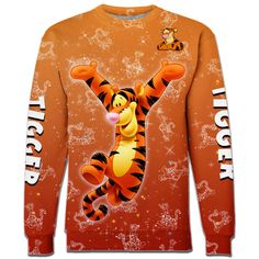 Experience the ultimate in style and practicality with our Tigger Cartoon Character Activewear Set. Perfect for everything from outdoor adventures to casual, this set combines comfort and durability seamlessly. Hoodie: Material: Made from a 50/50 cotton and polyester blend, this hoodie offers a soft touch and enduring durability. It’s designed to resist fading, cracking, peeling, and flaking. Design Features: Equipped with air jet yarn for a smooth finish, double-needle stitching for added stren Outdoor Cotton Sportswear Sweatshirt, Cotton Sportswear Top For Outdoor Activities, Outdoor Fleece Sportswear Tops, Outdoor Fleece Tops With Graphic Print, Outdoor Fleece Top With Graphic Print, Outdoor Moisture-wicking Crew Neck Sweatshirt, Fitness Attire, Hoodie And Leggings, Leggings Hoodie