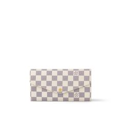 LOUIS VUITTON® - Sarah Wallet - Beige Luxury White Wallet, Louis Vuitton Sarah Wallet, White Louis Vuitton, Luxury Wallet, Damier Azur, Louis Vuitton Official, Simple Elegant, Lv Bag, Press Studs