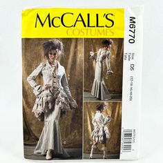 McCalls 6770 Steampunk Costume Jacket Bustle Skirt Pants Misses 12 20 Pattern Ruffle Sewing, Corset Jacket, Historical Patterns, Steampunk Jacket, Bustle Skirt, Costume Sewing Patterns, Steampunk Corset, Victorian Costume, Ruffle Jacket