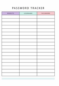 Password tracker | Printable Planner For School By  Carlos Greene Printable Lists Organizing, Aesthetic Notebook Pages Printable, Korean Notebook Ideas, Good Notes List Template, Daily Planner Pages Ideas, Planner Organization Ideas Layout Free Printables, Good Notes Pages, Printable Notes Templates Aesthetic, Journal Pages Template