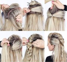 Vous en avez marre d'être coiffée pareil tous les samedis soirs ? Voici 10 idées… Easy And Beautiful Hairstyles, Top Braid, Penteado Cabelo Curto, Grunge Hair, Burning Man, Hair Dos, Pretty Hairstyles, Up Hairstyles