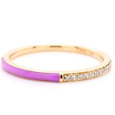 14KT Yellow Gold 0.06CT Diamond and Purple Enamel Ring.Band Width: 2mmSize: 6.50 Luxury Enamel Ring With Diamond Accents For Formal Occasions, Luxury Enamel Gemstone Ring For Promise, Luxury Rose Gold Enamel Ring In Fine Jewelry Style, Luxury Formal Enamel Ring With Diamond Accents, Luxury Rose Gold Enamel Ring Fine Jewelry, Luxury Elegant Enamel Ring With Diamond Accents, Luxury Wedding Enamel Ring With Diamond Accents, Luxury Pink Enamel Ring For Anniversary, Luxury Rose Gold Enamel Ring As Gift