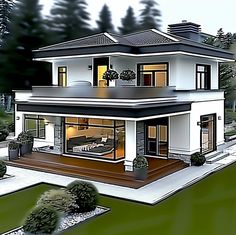 this is an artist's rendering of a modern house