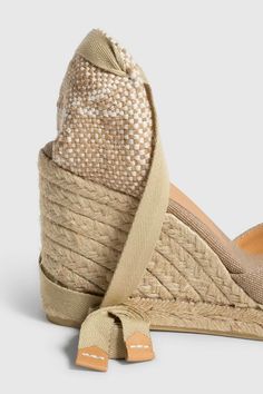 Carina is a classic espadrille. Handcrafted in Spain with top quality cotton and laced at the ankle, it has a height pf 9 cm. PLEASE NOTE ALL SALE ITEMS ARE FINAL SALE Castaner Espadrilles, Braided Fabric, Color Sand, Sheep Leather, Soft Bristle Brush, Sand Beige, Leather Cleaning, Wedge Espadrille, Ankle Straps