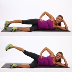 a woman doing an exercise on a mat