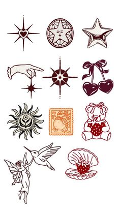 some different types of tattoos on a white background