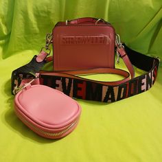 New With Tags Designer Pink Box Bag With Adjustable Strap, Steve Madden Bwebber Bag, Steve Madden Bags Handbags Totes, Steve Madden Bags Cross Body, Steve Madden Burgent Bag, Steve Madden Crossbody Bag Pink, Steve Madden Purse, Raspberry Color, Steve Madden Bags