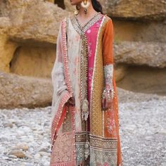 Pakistani Brand New 3 Piece Full Embroidered Luxury Dress Size Large Luxury Dress, Large Size Dresses, Orange Pink, Color Orange, 3 Piece, Pink And Orange, Desi, Womens Dresses, Brand New