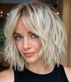 Lived-in textured shaggy bob with layers, adding natural movement and a relaxed style