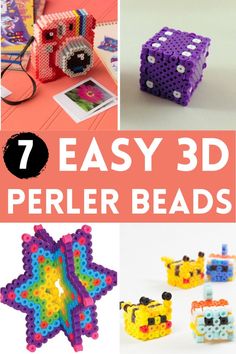 Creating 3D Perler bead patterns is a fun and creative way to design and build unique craft projects. These patterns use colorful small-sized beads that fuse to create three-dimensional designs when heated. 3d Easy Perler Beads, Fusible Beads Pattern, Small Melty Beads Patterns, Small Stitch Perler Bead Patterns, Perler Beads Square, Perler Gift Ideas, Hama Beads Design 3d, Perler Bead Crafts For Adults, Unique Perler Bead Ideas