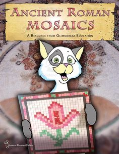 an ancient roman mosaics book cover with a cat holding up a piece of paper