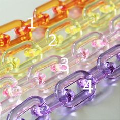 Clear color acrylic oval chain links※ Description ※♥ Size: per link 31mmx19mm, thickness of 6mm.♥ Color: there 4 kinds of color, pls choose the color you want according the second picture.♥ Qty: 50pcs links(3feet/0.92meter length after linked together)♥ Useage: diy for bracelet, necklace or other craft items.♥ Package: well poly bag and wrapped by package material to prevent breakage and wearout.※ Shipping Time ※Shipping time: The delivery time is around 15-45 working days.Sometimes the arriving Pastel Accessories, Happy September, Color Acrylic, Kinds Of Colors, Chain Links, Store Displays, Poly Bags, Craft Items, Bracelet Necklace