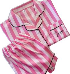 Pink Letter Print Sets For Pajama Party, Pink Sleepwear With Letter Print, Pink Letter Print Sleepwear For Sleepovers, Pink Sleepwear With Letter Print For Sleepovers, Pink Sleepwear With Letter Print For Pajama Party, Barbie Gifts, Pajamas Christmas, Christmas Pj, Matching Pjs