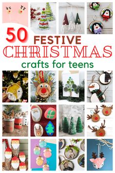 the cover of 50 festive christmas crafts for teens