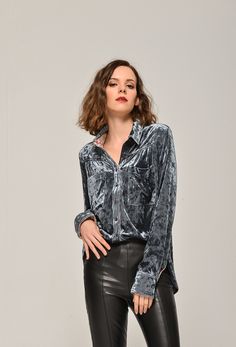 Embrace your inner L.A. girl with the Soft Heart Velvet Blouse! This soft, medium-weight Blouse has long sleeves with front pocket. Heart Blouse, Soft Heart, Soft Velvet, Kimonos, Medium Weight, Trend Setter, Front Pocket