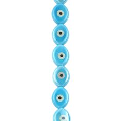 an evil eye glass bead on a long chain with two eyes in the middle