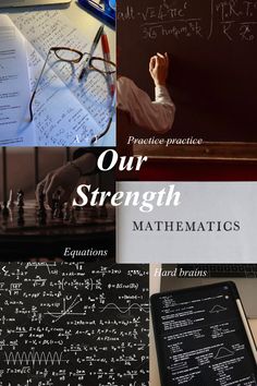 four different images with text on them that include math, physics, and other things