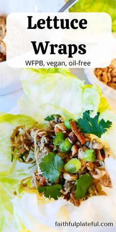 lettuce wraps with vegetables and nuts on the side