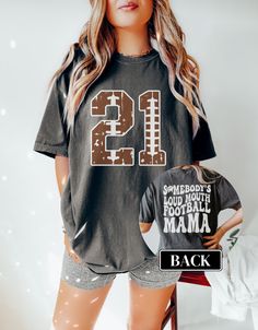 Cute Football Outfits For Women, Funny Football Shirts, Custom Football Shirts, Womens Football Shirts, Panther Shirts, Funny Football, Number Shirt