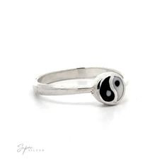 A Small Yin-Yang Ring that exemplifies harmony and balance with its black and white symbolism. Yin Yang Ring, Balance And Harmony, Pure Form, Clean Aesthetic, Life Force, Ring Sale, Yin Yang, 925 Sterling Silver, Pure Products